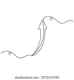 Arrow single line art, continuous one line drawing of  Isolated outline vector icon