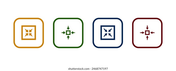 Icono de línea de tamaño de flecha colección de Vector en diseño de color diferente.