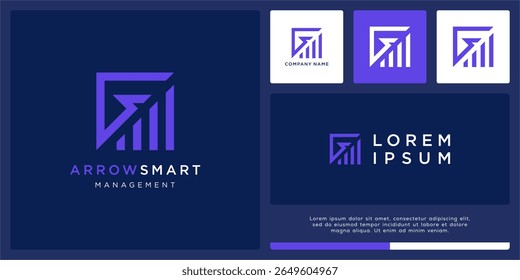 Flecha inteligente diseño de logotipo para la gestión