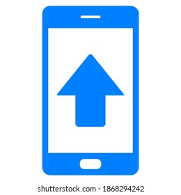 Nach oben Pfeil und Smartphone auf Weiß