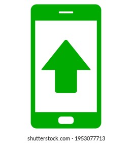 Flecha arriba y smartphone en blanco