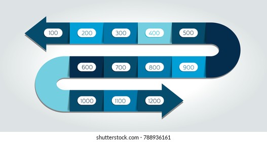 Arrow Snake Infographic, Template, Diagram, Chart, Timeline. Vector Design.