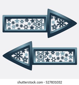 Arrow with snowballs. Icon direction in the winter style for a Happy New Year and Merry Christmas. Vector illustration