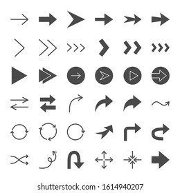 Arrow Solid Web Icons. Vector Set of Direction Glyphs.