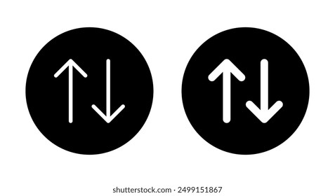 Pfeilsortiersymbol auf einem schwarzen Kreis. Artikelsortiertaste