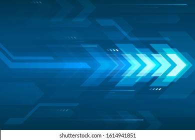 Arrow speed abstract blue background, communication data transfer technology concept.