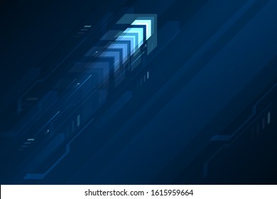 Up arrow speed abstract blue background, communication data transfer technology concept.