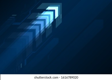 Up arrow speed abstract blue background, communication data transfer technology concept.