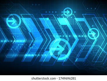 Diseño de velocidad de flecha con superposición de circuito eléctrico fondo de tecnología abstracta, innovación de velocidad rápida, interfaz de comunicación