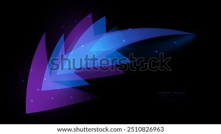 Arrow speed direction. Glowing blue and purple arrow. Illustration vector
