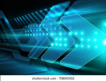 arrow speed technology concept, blue digital communication futuristic abstract background