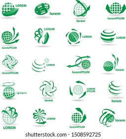 Arrow Sphere Logo Set - Isolated On White - Vector. Abstract Arrow Sphere Elements Vector For Web, Tech And Logo Design. 3D Globe Icon. Corporate Business Icons For Earth, Travel, Globe And World Logo