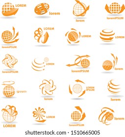 Arrow Sphere Logo Set - Isolated On White - Vector. Abstract Arrow Sphere Elements Vector For Web, Tech And Logo Design. 3D Globe Icon. Corporate Business Icons For Earth, Travel, Globe And World Logo