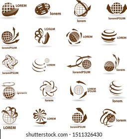 Arrow Sphere Logo Set - Isolated On White - Vector. Abstract Arrow Sphere Elements Vector For Web, Tech And Logo Design. 3D Globe Icon. Corporate Business Icons For Earth, Travel, Globe And World Logo