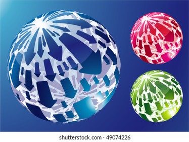 Arrow spheres. Vector.