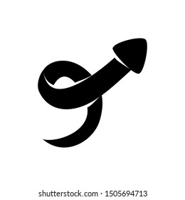 Arrow Up Spiral Direction Vector Black Color Isolated
