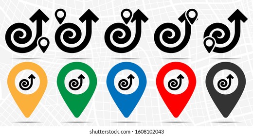 Arrow, spiral icon in location set. Simple glyph, flat illustration element of arrow theme icons