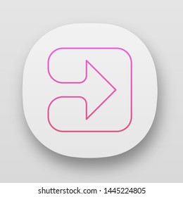 Arrow in square app icon. Play button. Forward indicator, right turn. Arrowhead indicating rightward. Next arrow. UI/UX user interface. Web or mobile applications. Vector isolated illustrations
