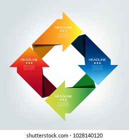 Arrow square connected infographic. 4 step design. Vector illustration.