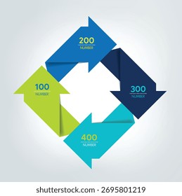 Arrow square connected infographic. 4 step design. Vector illustration.