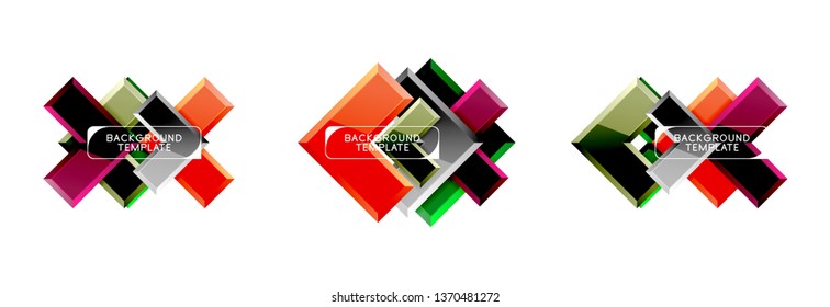 Logo abstracto de diseño de flecha y cuadrado o colección de banners. Diseño geométrico moderno vectorial