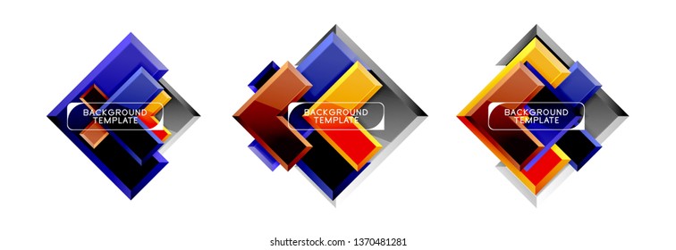 Arrow and square design abstract logo or banner collection. Vector modern geometrical design