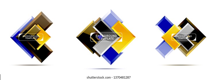 Abstraktes Logo oder Bannerkollektion für Bogendesign und quadratisches Design. Modernes geometrisches Vektordesign