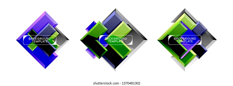 Arrow and square design abstract logo or banner collection. Vector modern geometrical design