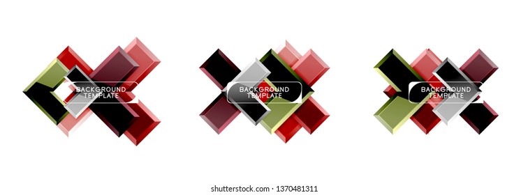 Arrow and square design abstract logo or banner collection. Vector modern geometrical design