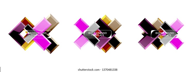 Arrow and square design abstract logo or banner collection. Vector modern geometrical design