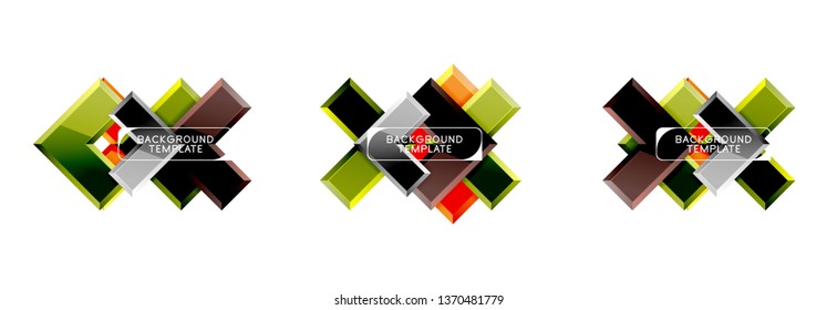 Arrow and square design abstract logo or banner collection. Vector modern geometrical design