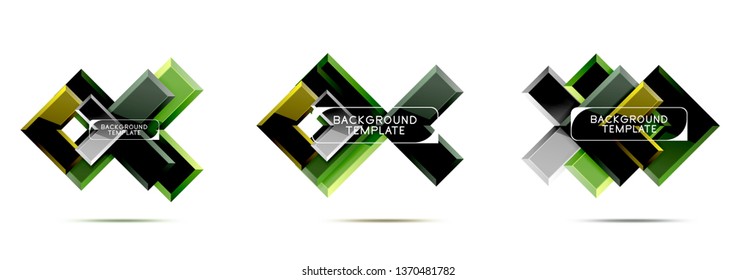 Logo abstracto de diseño de flecha y cuadrado o colección de banners. Diseño geométrico moderno vectorial