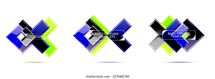 Arrow and square design abstract logo or banner collection. Vector modern geometrical design