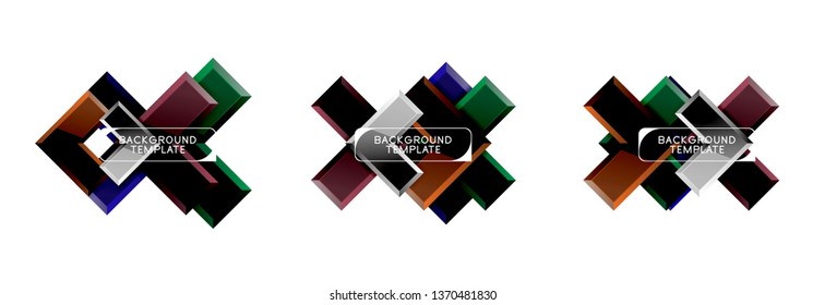 Arrow and square design abstract logo or banner collection. Vector modern geometrical design