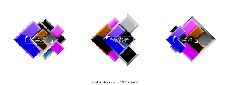 Arrow and square design abstract logo or banner collection. Vector modern geometrical design