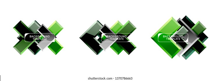 Arrow and square design abstract logo or banner collection. Vector modern geometrical design