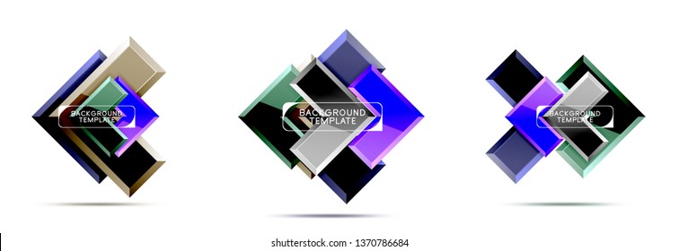 Arrow and square design abstract logo or banner collection. Vector modern geometrical design