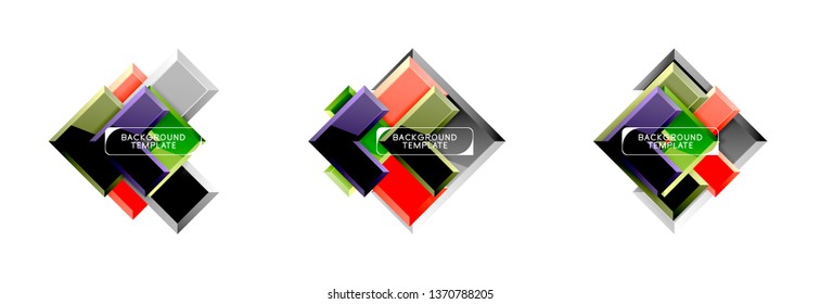Arrow and square design abstract logo or banner collection. Vector modern geometrical design