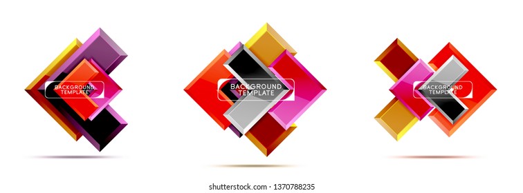 Arrow and square design abstract logo or banner collection. Vector modern geometrical design
