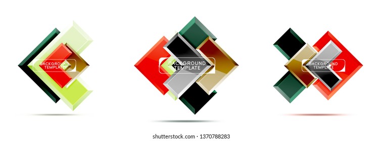 Arrow and square design abstract logo or banner collection. Vector modern geometrical design