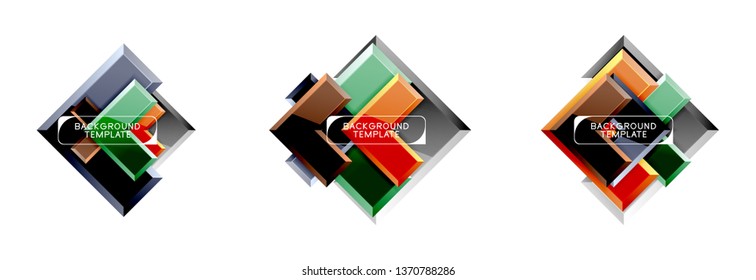 Arrow and square design abstract logo or banner collection. Vector modern geometrical design