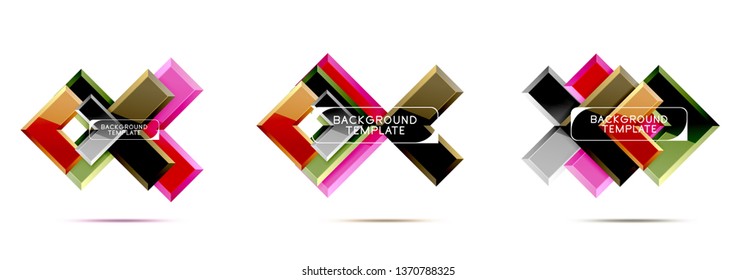 Arrow and square design abstract logo or banner collection. Vector modern geometrical design
