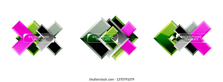 Arrow and square design abstract logo or banner collection. Vector modern geometrical design