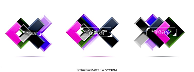 Arrow and square design abstract logo or banner collection. Vector modern geometrical design