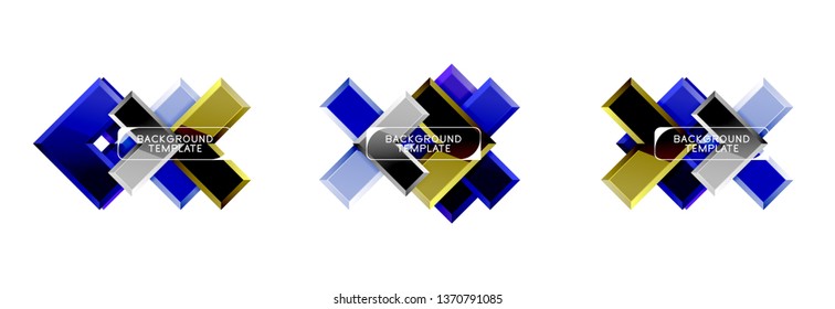 Arrow and square design abstract logo or banner collection. Vector modern geometrical design