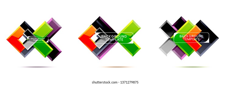 Logo abstracto de diseño de flecha y cuadrado o colección de banners. Diseño geométrico moderno vectorial