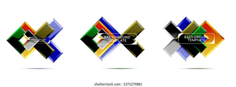 Logo abstracto de diseño de flecha y cuadrado o colección de banners. Diseño geométrico moderno vectorial