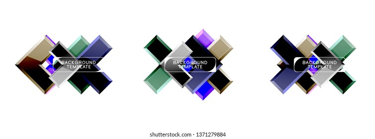 Arrow and square design abstract logo or banner collection. Vector modern geometrical design