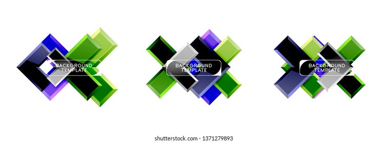 Arrow and square design abstract logo or banner collection. Vector modern geometrical design