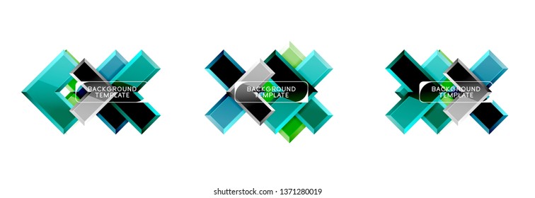 Arrow and square design abstract logo or banner collection. Vector modern geometrical design